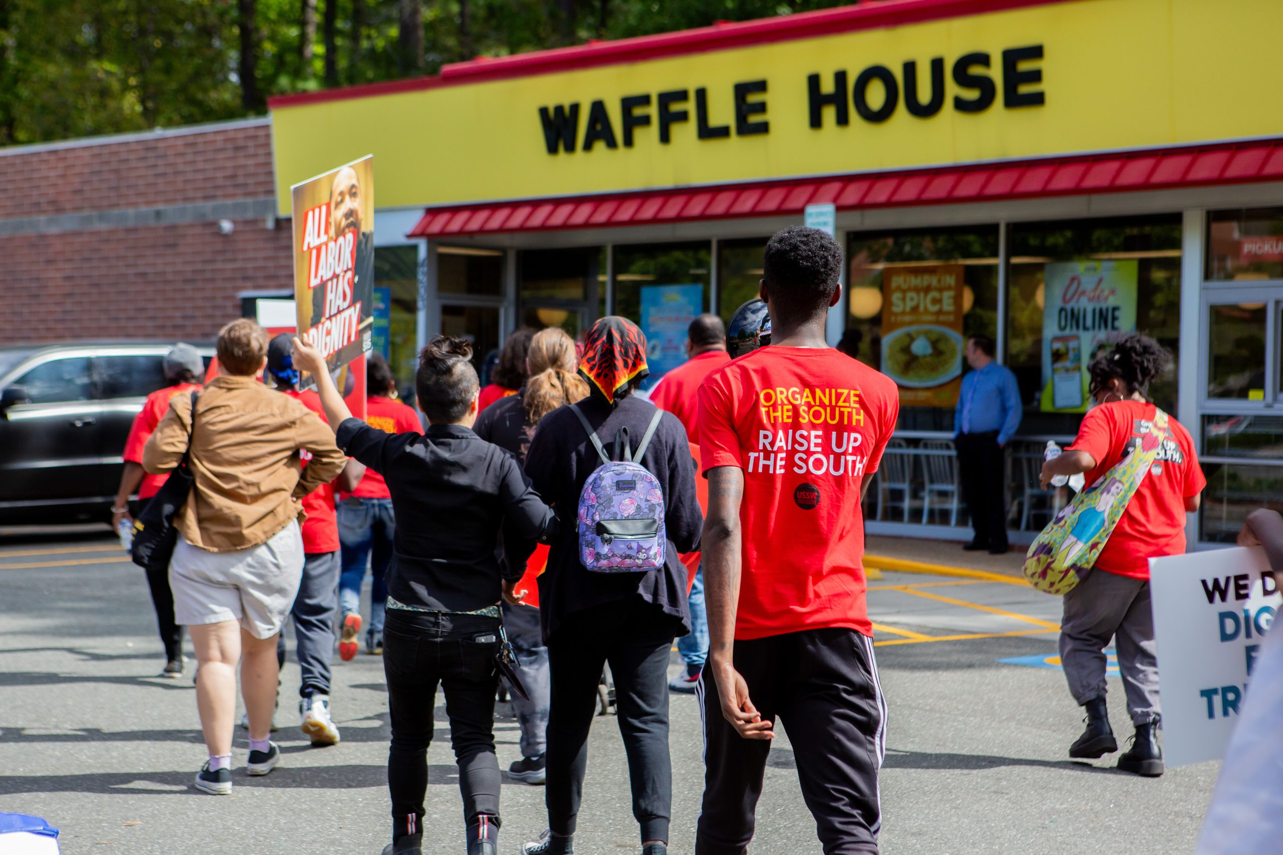 Workers Demonstrate at Durham Waffle House, Call for Fair Wages and